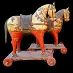 Schitterend koppel oude paarden. - Hout - inconnu - India -, Antiek en Kunst