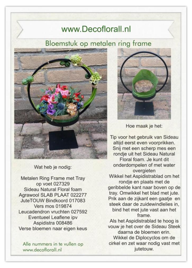 Bloemstuk op metalen ring frame met sideau natural foam stel, Huis en Inrichting, Woonaccessoires | Kunstplanten en Kunstbloemen