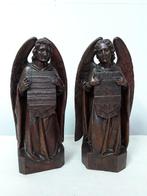 Beeld, Paar Engelen - 28 cm - Eik - 1850