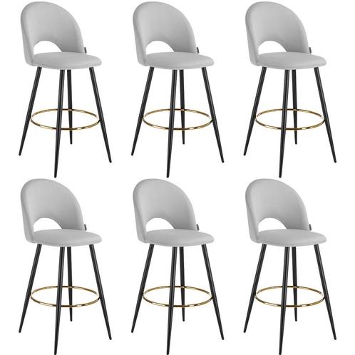 tectake Barkruk Sachel met rugleuning, fluweellook - lichtgr, Huis en Inrichting, Barkrukken, Verzenden