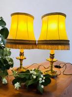 Lampe de table (2) - Franges - Bronze - Abat-jours en soie