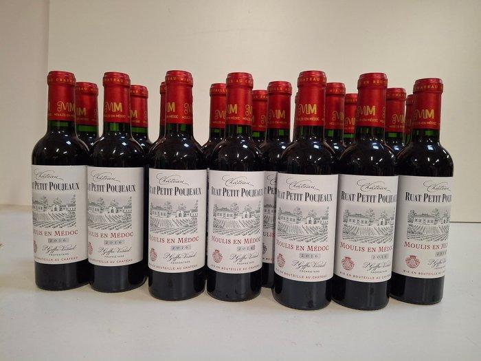 2016 Château Ruat Petit Poujeaux - Médoc - 24 Halve flessen, Verzamelen, Wijnen