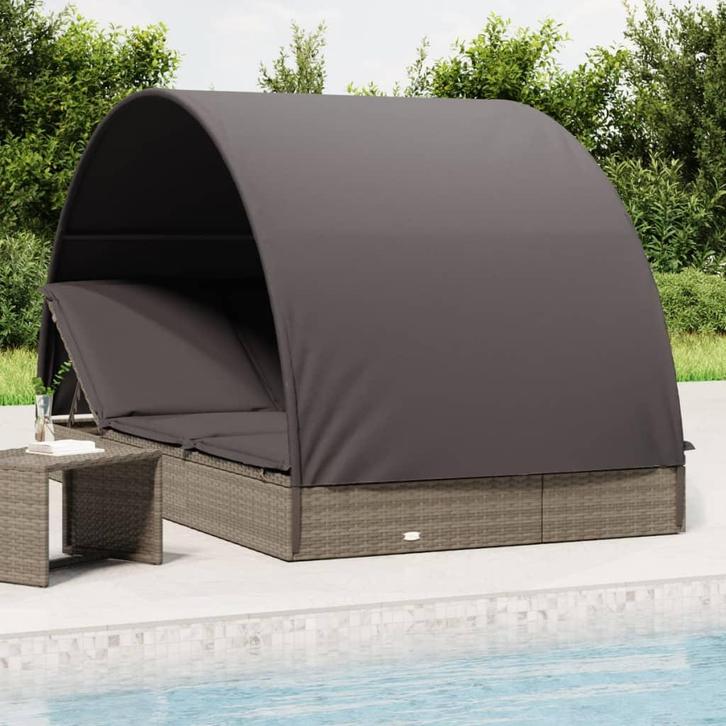 vidaXL Ligbed 2-persoons met rond dak 211x112x140 cm poly, Jardin & Terrasse, Chaises longues, Envoi