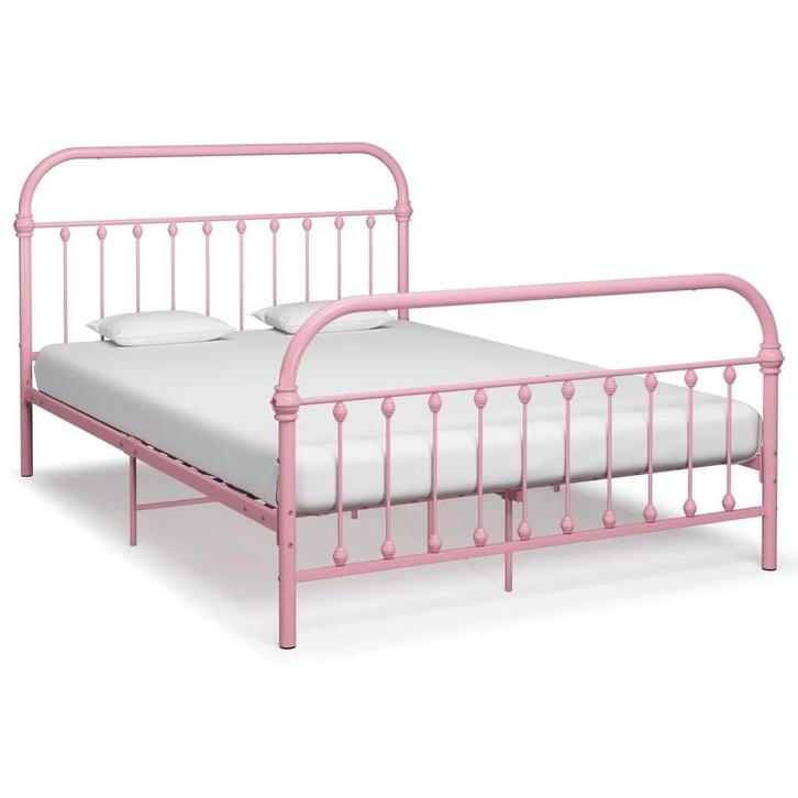 Metaal Bed Roze 140x200 | Retour Deal | OP = OP (bedden), Huis en Inrichting, Slaapkamer | Bedden, Overige maten, 200 cm, Overige kleuren