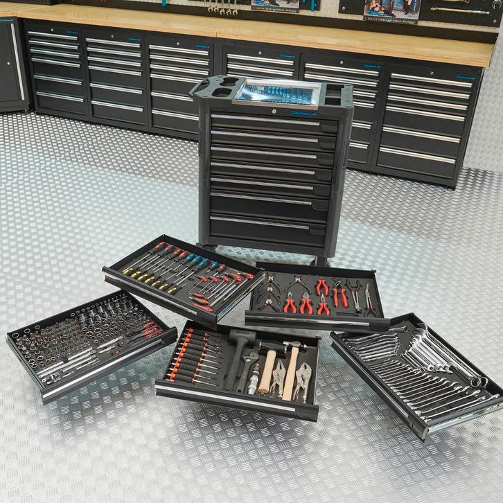 Datona Gereedschapswagen L + Mach V - Datona - Zwart, Doe-het-zelf en Bouw, Gereedschapskisten, Ophalen of Verzenden