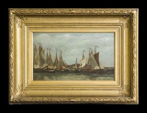 Louis Joseph Désiré Crepin (1828-1887) - Bateaux au port, Antiek en Kunst, Kunst | Schilderijen | Klassiek