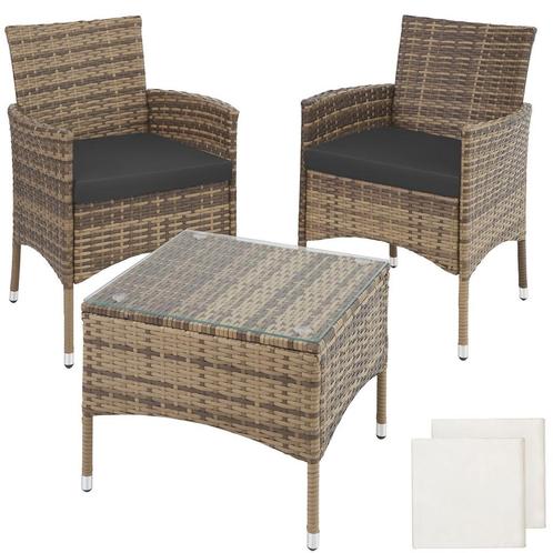 tectake Wicker zitgroep Luzern 2+1 met kussenhoezen in 2 kle, Tuin en Terras, Tuinsets en Loungesets, Verzenden