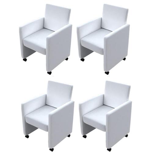 vidaXL Chaises à manger lot de 4 blanc similicuir, Maison & Meubles, Chaises, Neuf, Envoi