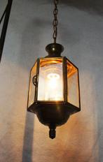 Lantaarn plafondlamp - Glas, Messing, Antiek en Kunst
