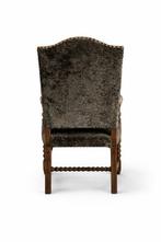 Fauteuil - Walnoot - Fauteuil van gebeeldhouwd hout en