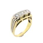 Bicolor gouden heren ring met diamant | 0,3 ct. (vintage), Handtassen en Accessoires, Ringen, Goud, Met edelsteen, Gebruikt, Heer