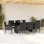 vidaXL 9-delige Tuinset poly rattan zwart, Tuin en Terras, Verzenden, Nieuw, Tuinset
