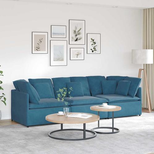 vidaXL Modulaire bank met kussens fluweel blauw, Huis en Inrichting, Zetels | Zetels, Nieuw, Verzenden