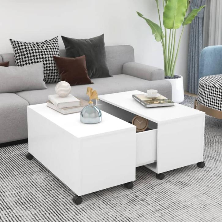 vidaXL Salontafel 75x75x38 cm bewerkt hout wit, Huis en Inrichting, Tafels | Salontafels, Nieuw, Verzenden