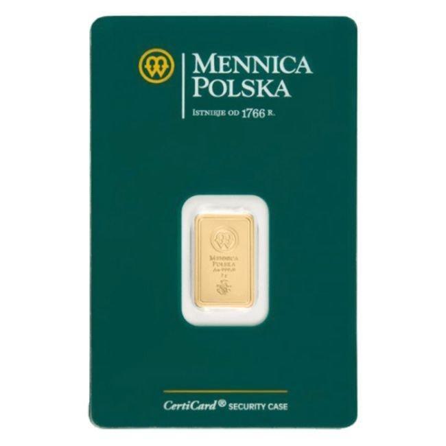 2 gram - Goud - .9999 Fine Gold Bar Mennica Polska (In, Postzegels en Munten, Edelmetalen en Baren
