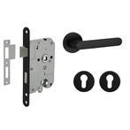Deurbeslag set met cilinderrozet en deurklink Tondo zwart, Ophalen of Verzenden, Klink of Kruk
