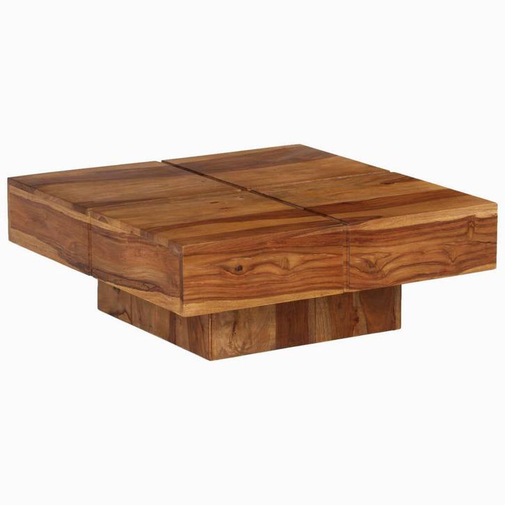 Massief Hout Tafel 80x80 | Tweede Kansje | Unieke Nerf, Huis en Inrichting, Tafels | Salontafels, 50 tot 100 cm, Vierkant, Nieuw