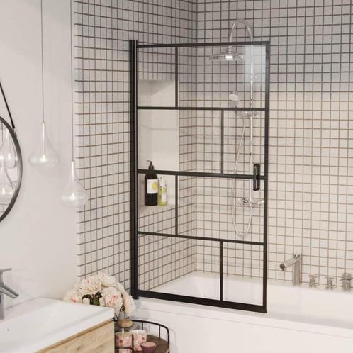 vidaXL Douchewand 80x140 cm ESG zwart, Doe-het-zelf en Bouw, Sanitair, Nieuw, Verzenden