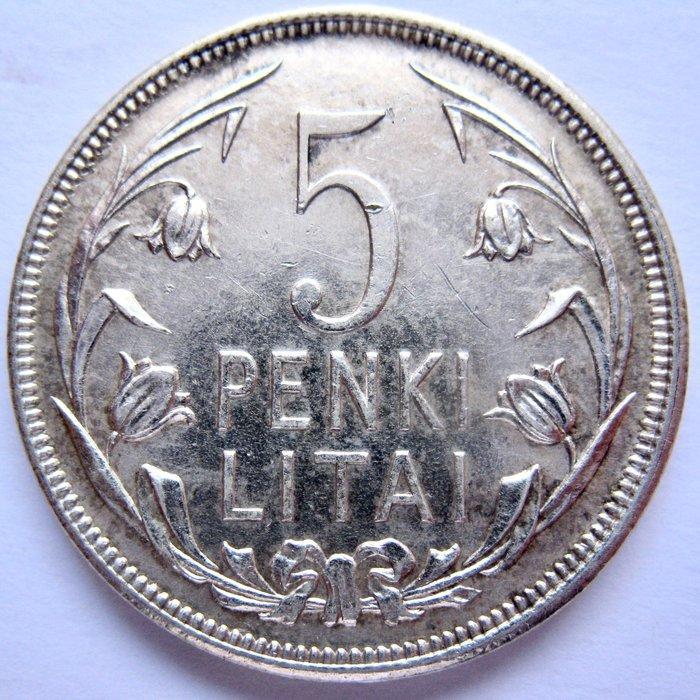 Litouwen. 5 Litai 1925 | Knight on Horse | Republic (Zonder, Postzegels en Munten, Munten | Europa | Niet-Euromunten