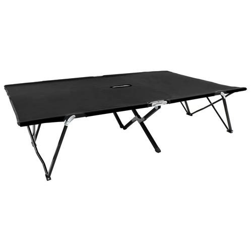 vidaXL Ligbed 2-persoons inklapbaar staal zwart, Tuin en Terras, Ligbedden, Nieuw, Verzenden