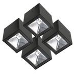 Buitenverlichting zonne-energie Set 4 stuks LED Solar Cube w, Tuin en Terras, Nieuw, Verzenden