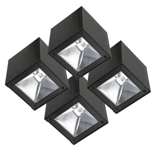 Buitenverlichting zonne-energie Set 4 stuks LED Solar Cube w, Tuin en Terras, Buitenverlichting, Verzenden