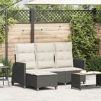 vidaXL Verstelbare tuinbank met kussens L-vormig poly rattan, Tuin en Terras, Tuinsets en Loungesets, Verzenden, Nieuw