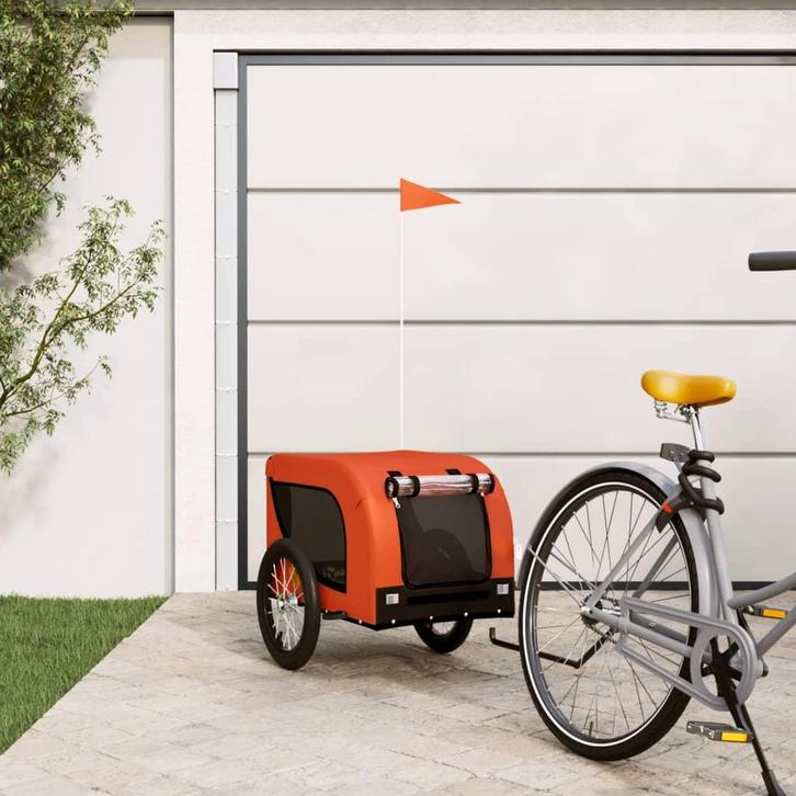 vidaXL Hondenfietstrailer oxford stof en ijzer oranje en, Dieren en Toebehoren, Overige Dieren-accessoires, Nieuw, Verzenden