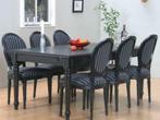 Mozart zwarte eettafel met 6 zwarte stoelen Rococo