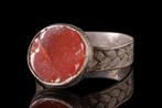 Viking Zilveren ring met grote edelsteen  (Zonder, Antiek en Kunst