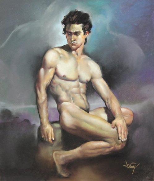 Domingo Alvarez Gomez (1942) - Desnudo masculino - NO, Antiek en Kunst, Kunst | Schilderijen | Klassiek