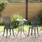 vidaXL Tuin Bistro Set 3 pcs Zwart Aluminium, Tuin en Terras, Verzenden, Nieuw