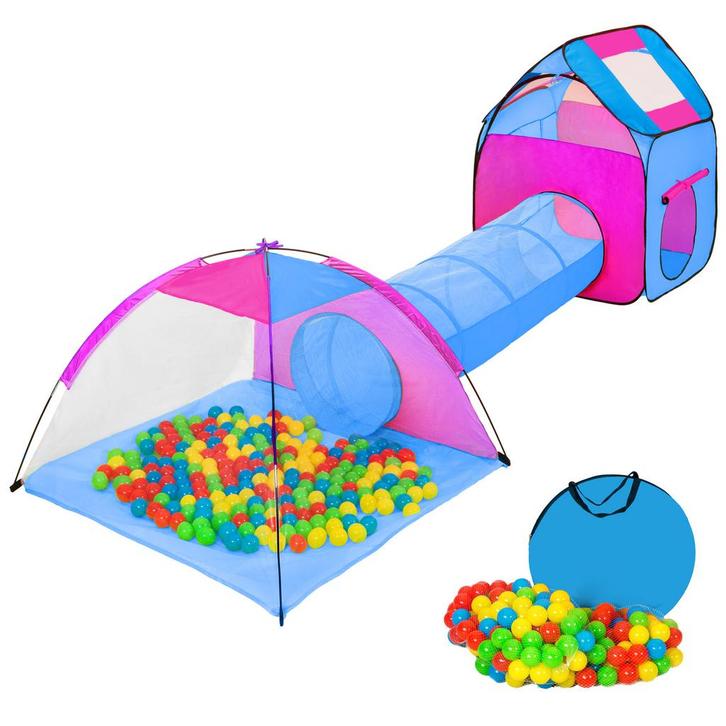 tectake Speeltent met tunnel, 200 ballen en tas - blauw, Kinderen en Baby's, Speelgoed | Overig, Verzenden