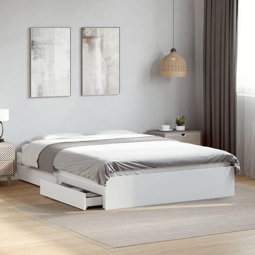 vidaXL Bedframe met lades bewerkt hout wit 140x200 cm, Huis en Inrichting, Slaapkamer | Bedden, Nieuw, Verzenden