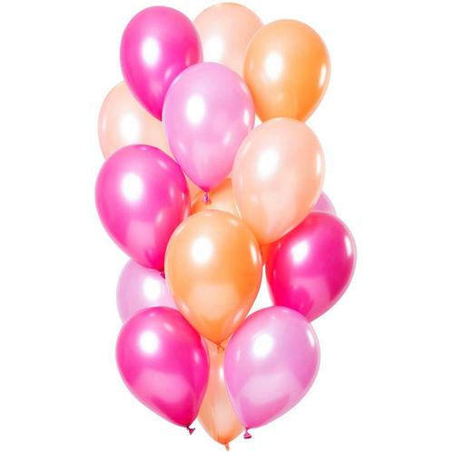 Perzik Roze Ballonnen Chroom 33cm 15st, Hobby en Vrije tijd, Feestartikelen, Nieuw, Verzenden