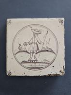 Tegel (4) - Kinderen aan het spelen (mangaan Delfts blauwe