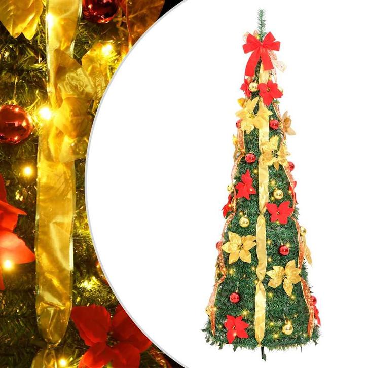 vidaXL Kunstkerstboom pop-up 200 LEDs 210 cm groen, Diversen, Kerst, Nieuw, Verzenden
