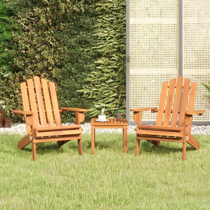 vidaXL 3-delige Loungeset Adirondack massief acaciahout, Tuin en Terras, Tuinsets en Loungesets, Loungeset, Nieuw, Verzenden
