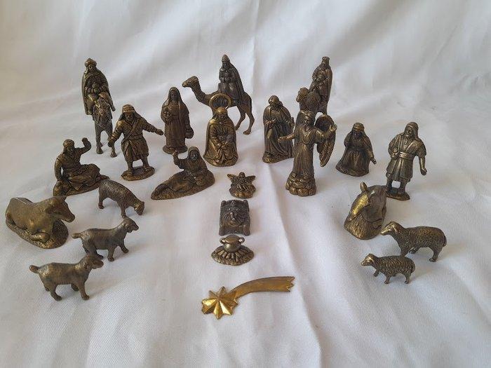 Kerststal (27) - Verguld brons - Compleet Belén met 27, Antiek en Kunst, Antiek | Boeken en Manuscripten