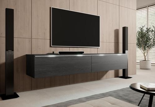 TV-Meubel zwart - Eiken 180 cm - TV kast, Huis en Inrichting, Kasten |Televisiemeubels, 25 tot 50 cm, Nieuw, 150 tot 200 cm, Overige materialen