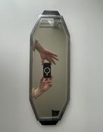 Dienblad - Verchroomd metaal, hout en geslepen spiegel -