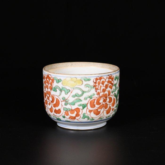 Pot - Emaillepot Wucai met pioenbloemen decor. - Porselein, Antiek en Kunst, Antiek | Overige Antiek