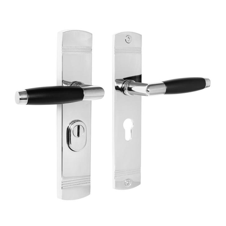 Retro buitendeurbeslag klink/klink PC55 in glanzend nikke..., Doe-het-zelf en Bouw, Hang- en Sluitwerk, Klink of Kruk, Nieuw, Koper of Messing