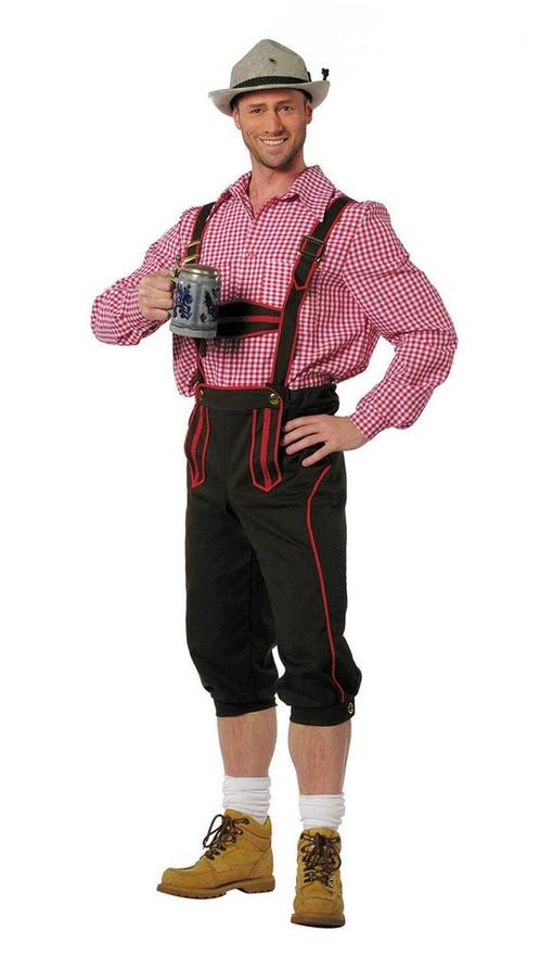 Lederhose Zwart Rood Heren, Hobby en Vrije tijd, Feestartikelen, Nieuw, Verzenden