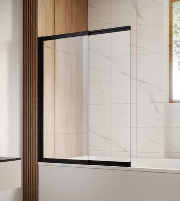 Badwand Moka 130 x 140 cm Zwart Badscherm schuifdeur 5 mm beschikbaar voor biedingen