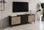 TV-Meubel zwart eiken 157x40x54 | Industrieel | 2 lades, Overige materialen, Verzenden, 150 tot 200 cm, Nieuw