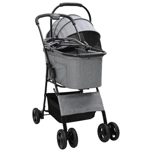 vidaXL Opvouwbare Huisdier Kinderwagen Grijs 81 x 47 x 99 cm, Dieren en Toebehoren, Overige Dieren-accessoires, Nieuw, Verzenden