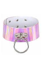 Choker Breed Roze Ring Holografisch Iridescent Halsband Coll, Handtassen en Accessoires, Kettingen, Ophalen of Verzenden, Nieuw