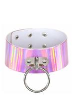 Choker Breed Roze Ring Holografisch Iridescent Halsband Coll, Handtassen en Accessoires, Kettingen, Nieuw, Ophalen of Verzenden