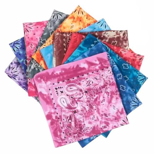 Fako Bijoux Bandana Tie Dye Set - Paisley Bandanas - 9, Kleding | Heren, Mutsen, Sjaals en Handschoenen, Verzenden